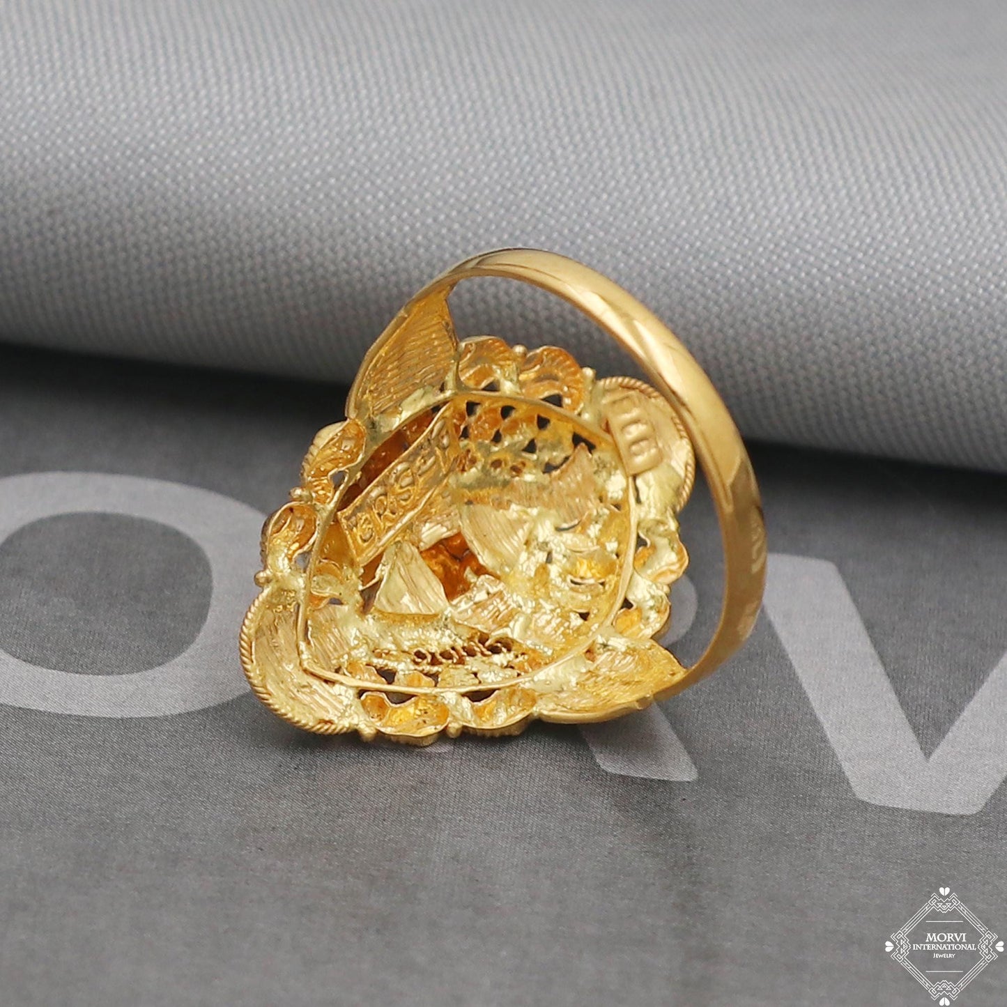 Statement Pure Real Gold Ring, 22k Solid Gold Ring Jewelry, Handmade Indian Vintage and antique Ring,  Indian Gold Ring, Women Gold Ring,