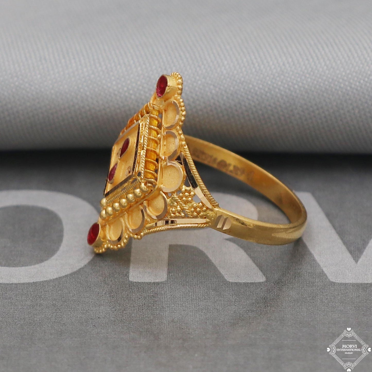 Solid Gold 22k Ring, 22k gold ring jewelry for gift, Meenakari Gold Ring, Enamel Gold Ring