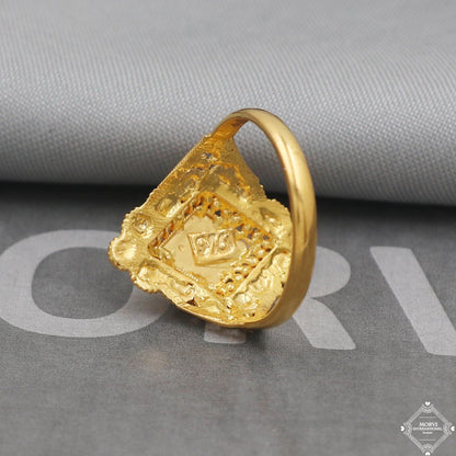 Solid Gold 22k Ring, 22k gold ring jewelry for gift, Meenakari Gold Ring, Enamel Gold Ring