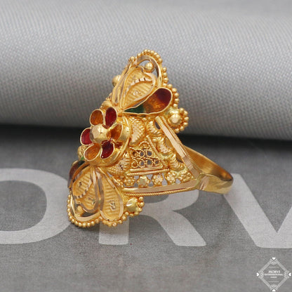 Designer Unique Gold Ring, Solid Gold 22k Ring, Rajasthani Jewelry