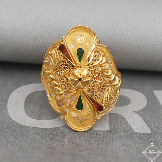 Boho Gold Ring, 22k Gold Women Ring, Special Look Ring,
