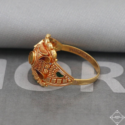 Indian 22k Yellow Gold Ring Handmade Jewelry, Vintage and antique design, Pure Gold Ring, All Size, K5038