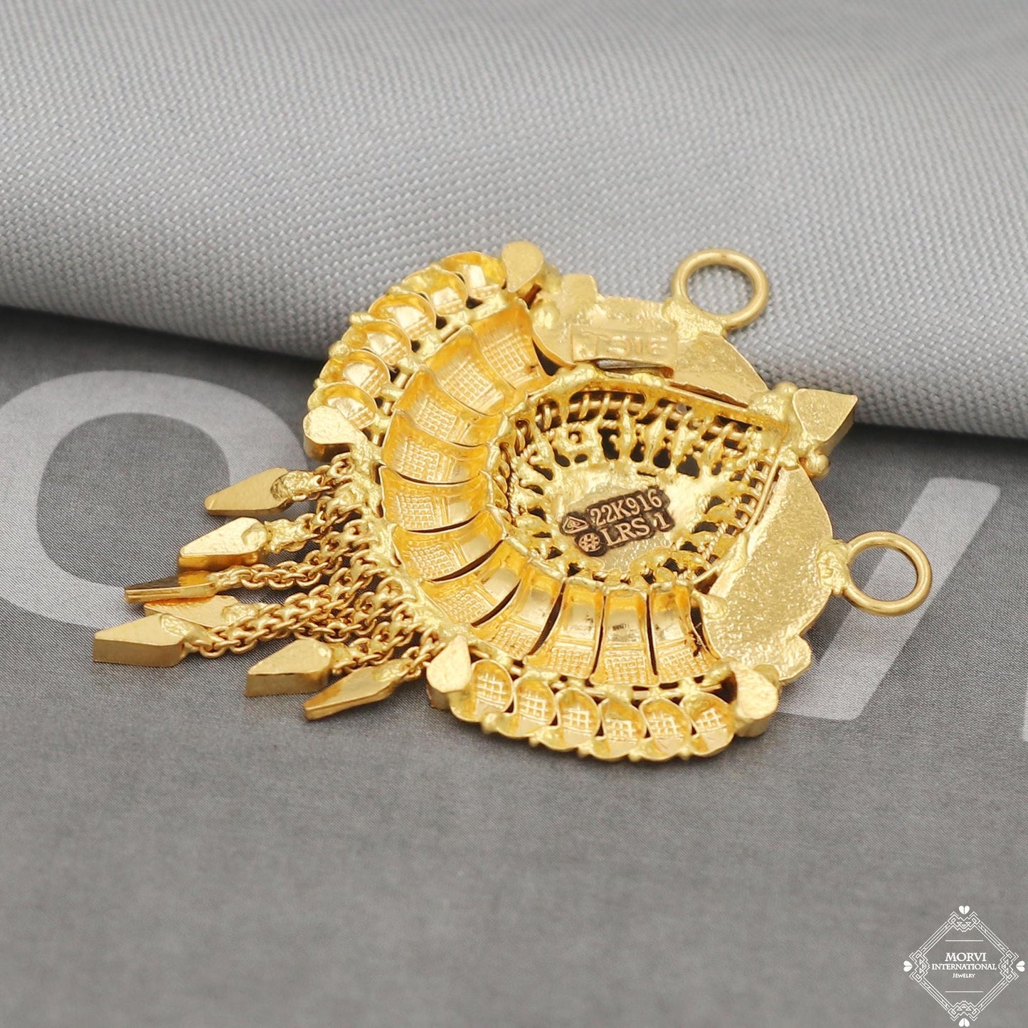 Handmade 22k Yellow Gold Amulet Pendant Necklace Handmade Indian Vintage Antique Design Jewelry, K5047