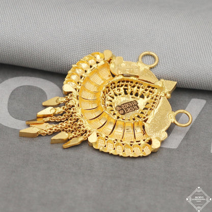 Handmade 22k Yellow Gold Amulet Pendant Necklace Handmade Indian Vintage Antique Design Jewelry, K5047