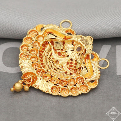 Filigree 22k Yellow Gold Pendant Handmade Indian Vintage Antique Design Jewelry, K5049