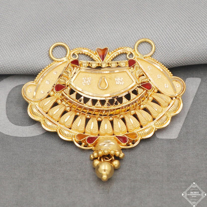 Amulet 22k 22kt Gold Pendant Necklace Handmade Indian Handmade Vintage Antique Design Jewelry, K5053