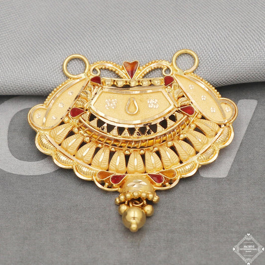 Amulet 22k 22kt Gold Pendant Necklace Handmade Indian Handmade Vintage Antique Design Jewelry, K5053