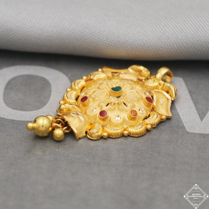 22k Yellow Gold Mangalsutra Pendant Necklace Handmade Indian Handmade Vintage Antique Design Jewelry, K5056