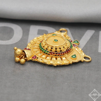 22k Yellow Gold Mangalsutra Pendant Necklace Handmade Indian Handmade Vintage Antique Design Jewelry, K5057