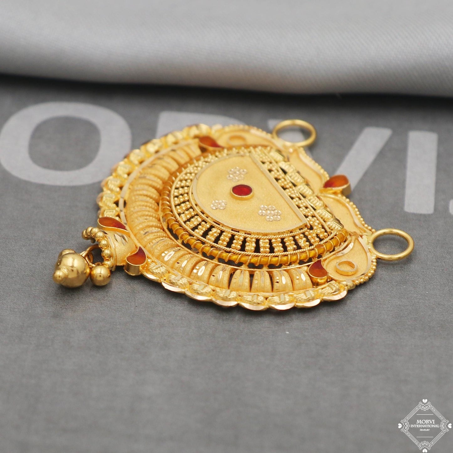 22kt Gold Pendant Necklace Handmade Indian Mangal sutra Handmade Vintage Antique Design Jewelry, K5058