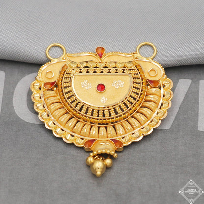 22kt Gold Pendant Necklace Handmade Indian Mangal sutra Handmade Vintage Antique Design Jewelry, K5058