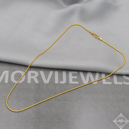 18k Yellow Gold Snake Style Chain Round Handmade Indian Gold Chain 18kt real gold jewelry for women and men, K5114