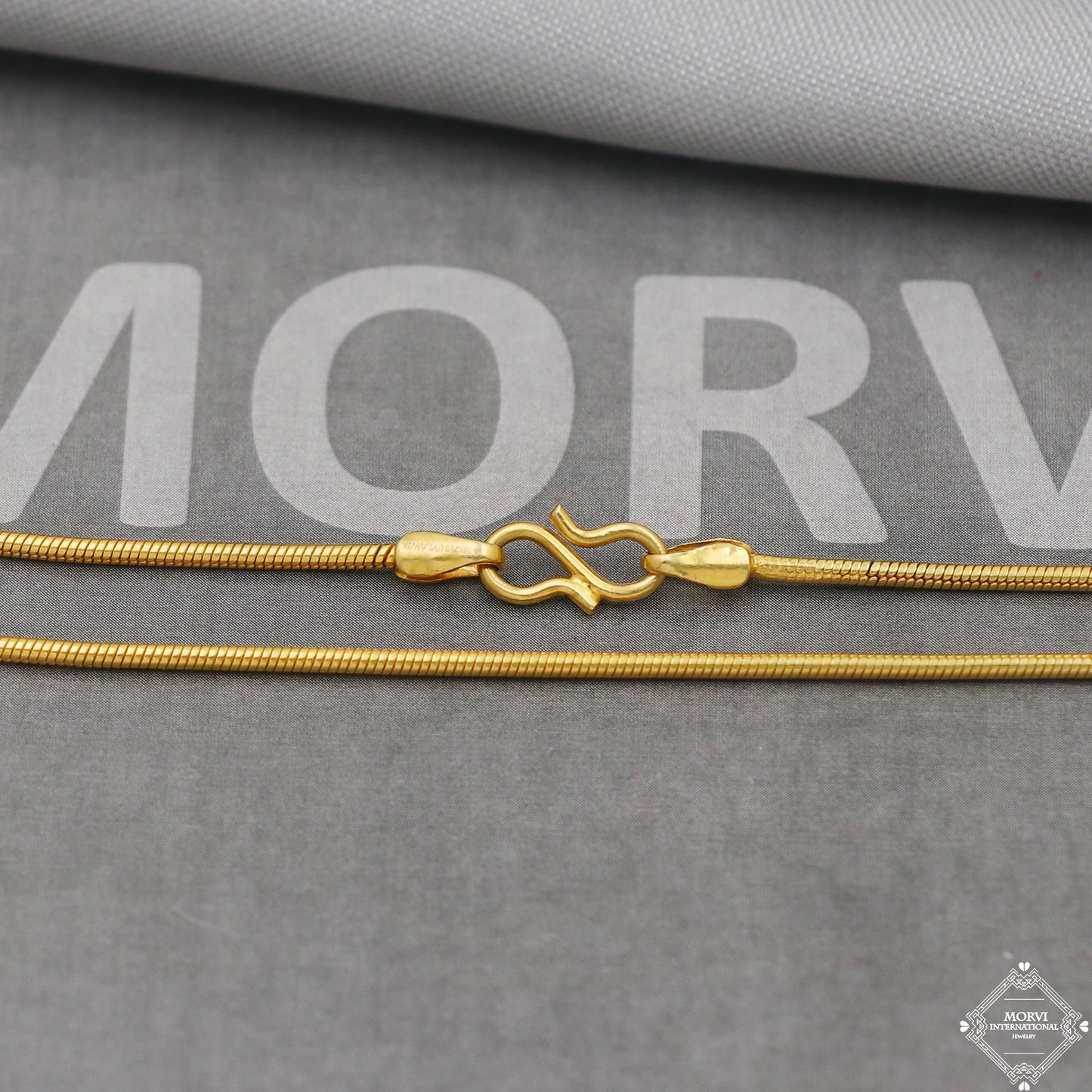 18k Yellow Gold Snake Style Chain Round Handmade Indian Gold Chain 18kt real gold jewelry for women and men, K5114