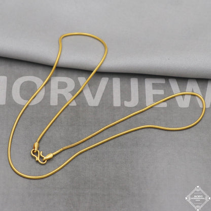 18k Yellow Gold Snake Style Chain Round Handmade Indian Gold Chain 18kt real gold jewelry for women and men, K5114