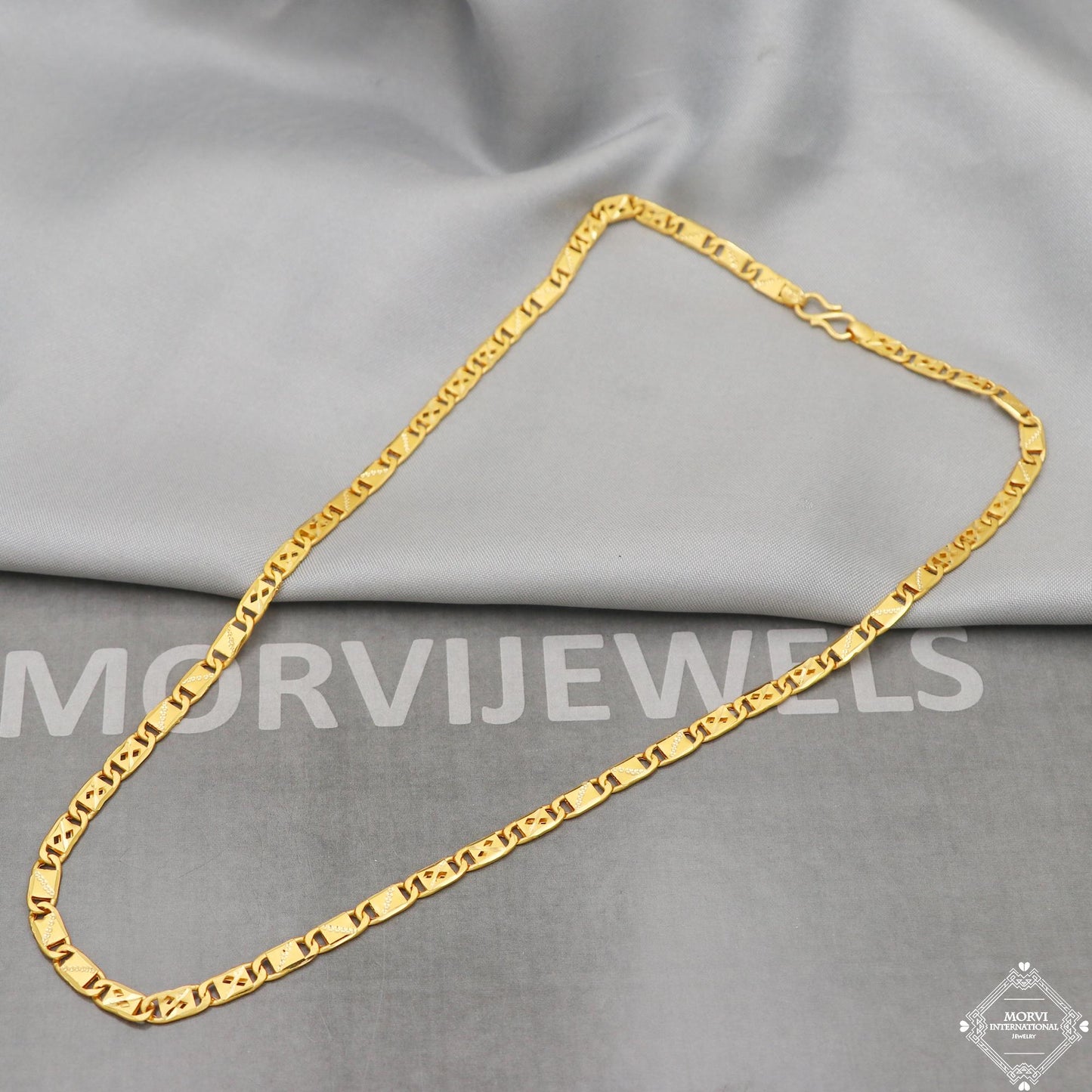 22k Gold Flat Chain Necklace Chips Style For Men Women Anniversary Wedding Gift, 22kt Handmade Gold Chain, Pure Gold Necklace Chain, K5115