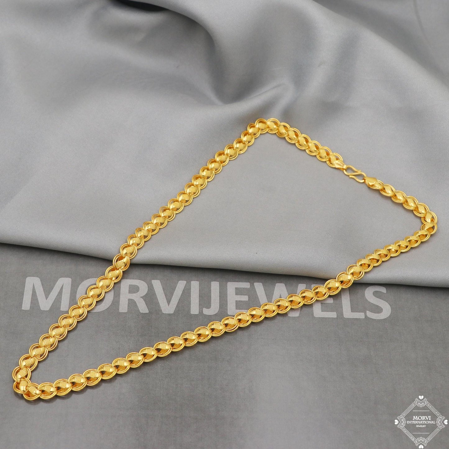 22k Gold Chain Necklace Unique Handmade Indian 22kt Gold Jewelry for Gift, K5116