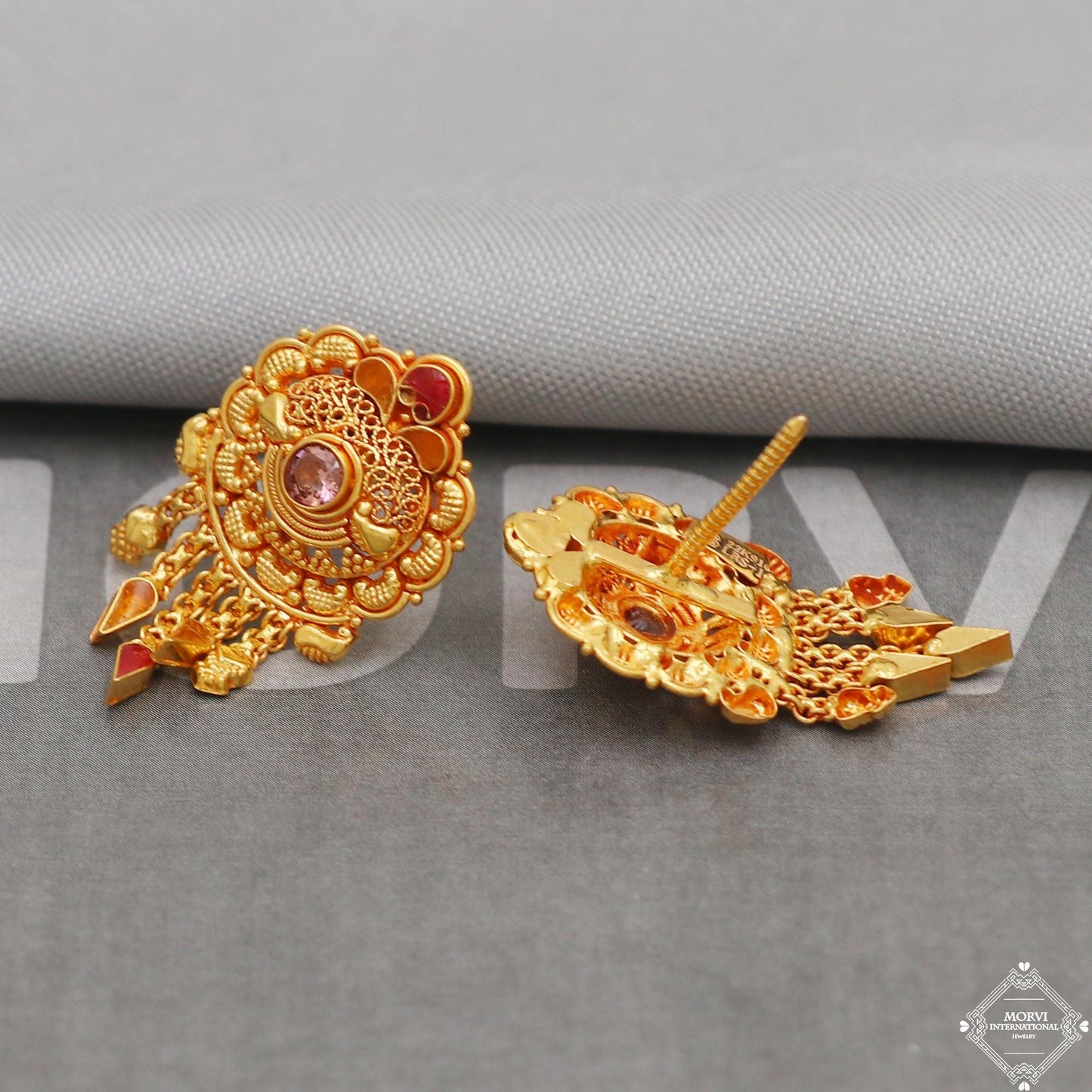 hand crafted 22k gold earrings wedding designer earring jewelry for gift, K5156