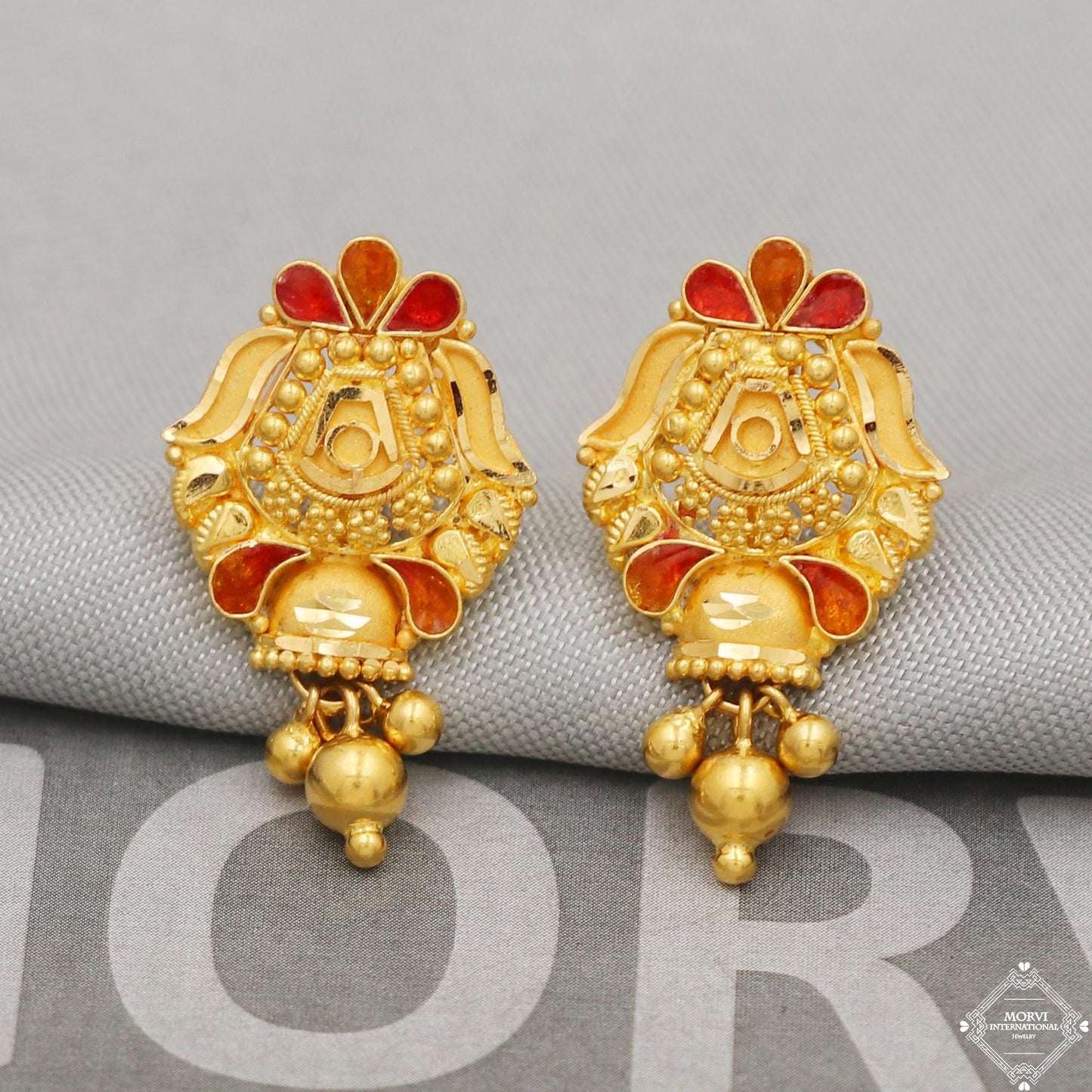 22k Gold Earrings Handmade Jewelry for Gift, K5159