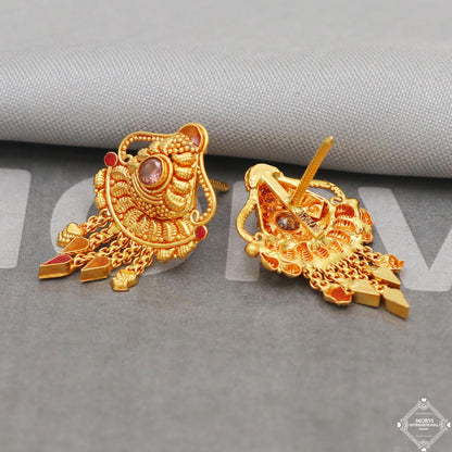 Pure 22k Gold Earrings Jewelry Handmade Indian 22kt Gold stud screw back Earrings Jewelry for Gift, K5160