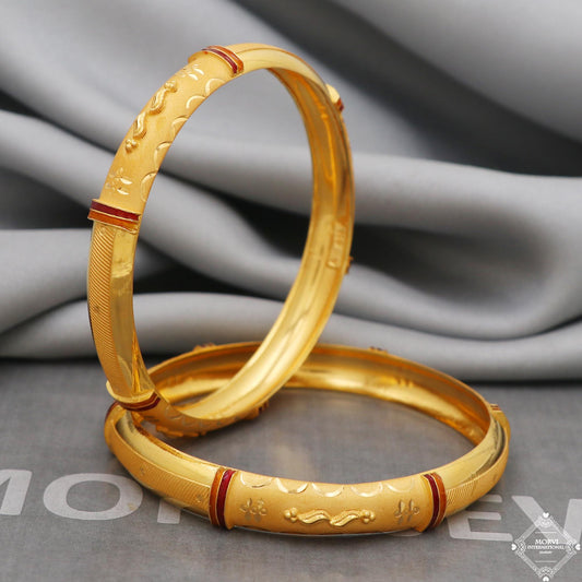 Pure 22k Gold Bangles Indian Handmade round Bracelet kadas , Traditional Rajasthan India , Bangle Bracelet pair Wedding Jewelry, K5165
