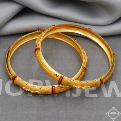 Pure 22k Gold Bangles Indian Handmade round Bracelet kadas , Traditional Rajasthan India , Bangle Bracelet pair Wedding Jewelry, K5165