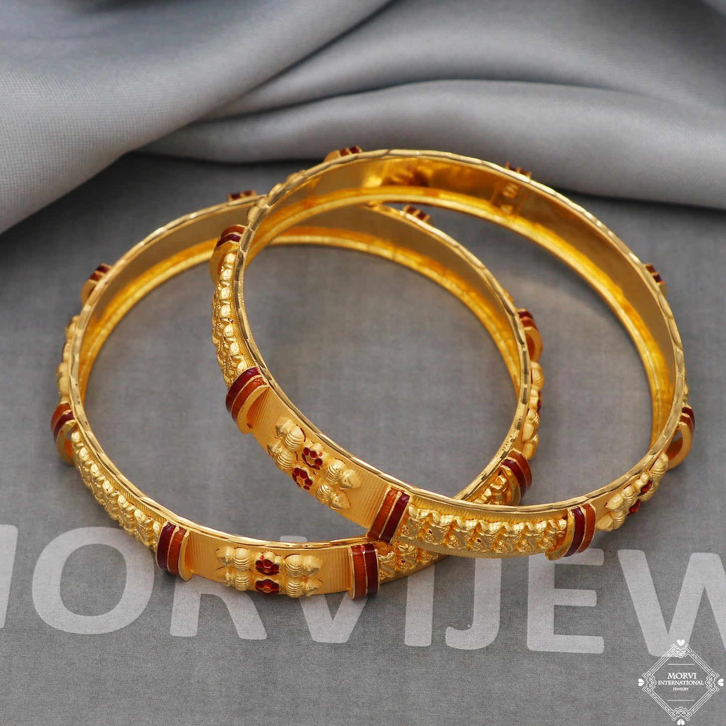 22k 22 karat Gold Bangles Bracelet Pair Wedding Jewelry, K5176