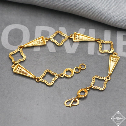 Real 22k Gold Women Girl Handmade Bracelet Link Chain 22kt 22 karat Indian Jewelry, K5267