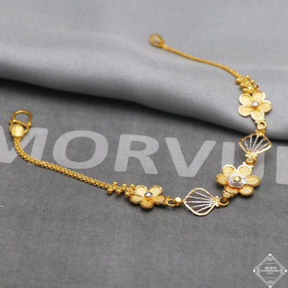 Real 22k Gold Women Girl Handmade Bracelet Link Chain 22kt 22 karat Indian Jewelry, K5271