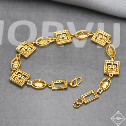 Real 22k Gold Women Girl Handmade Bracelet Link Chain 22kt 22 karat Indian Jewelry, K5273