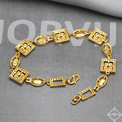 Real 22k Gold Women Girl Handmade Bracelet Link Chain 22kt 22 karat Indian Jewelry, K5273