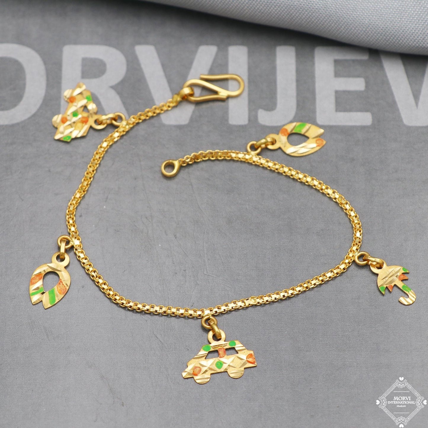 Real 22k Gold Women Girl Handmade Bracelet Link Chain 22kt 22 karat Indian Jewelry, K5275