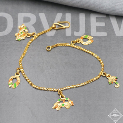 Real 22k Gold Women Girl Handmade Bracelet Link Chain 22kt 22 karat Indian Jewelry, K5275