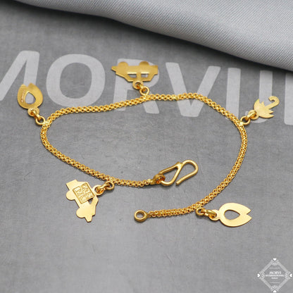 Real 22k Gold Women Girl Handmade Bracelet Link Chain 22kt 22 karat Indian Jewelry, K5275