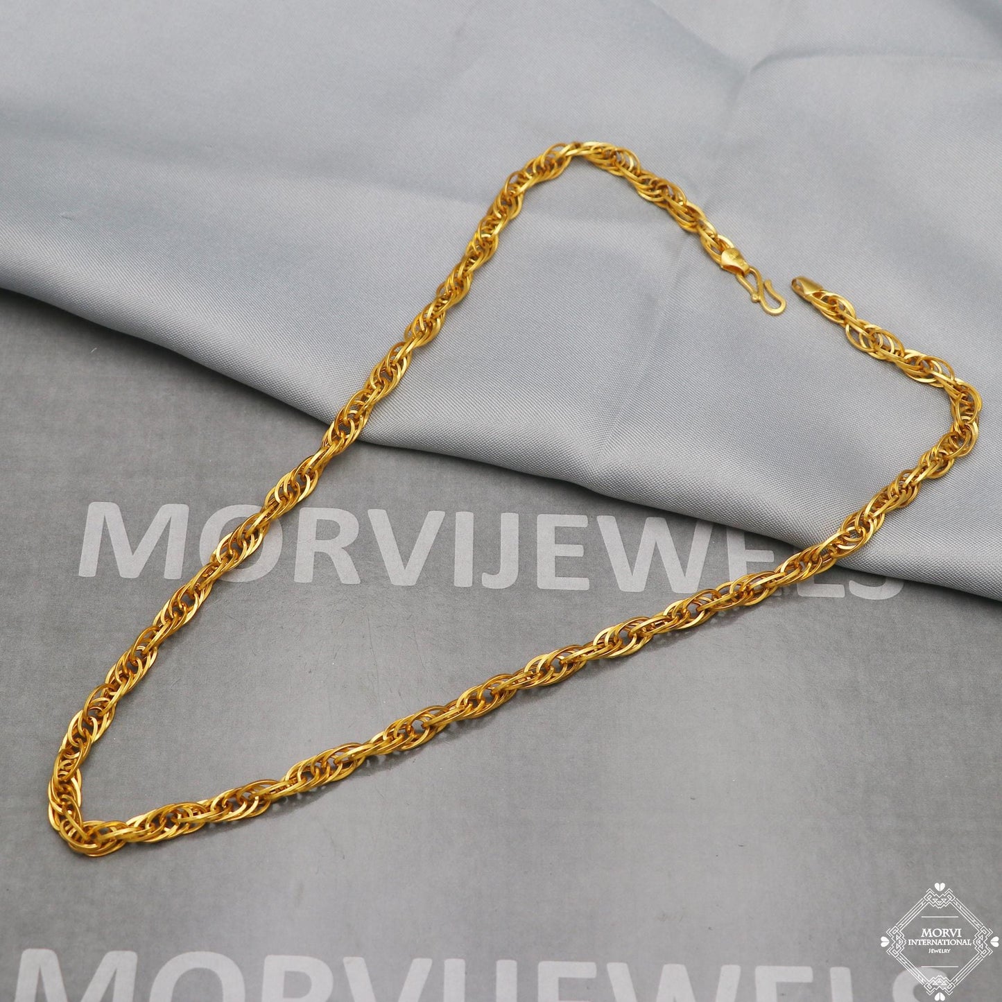 22k Yellow Gold Chain Necklace 6mm, 21.5 inches, Pure Handmade Gold Chain for men and women, Indian gold chain jewelry, gift, K5277