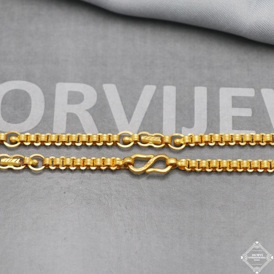 22k Gold Barrel Round link chain Necklace Handmade Jewelry for Gift,  K5279