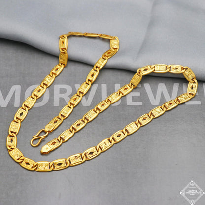 Fine Solid 22k Yellow Gold Chain Necklace Flat Handmade Jewelry,  K5284