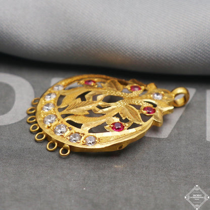 Indian style 22k yellow gold pendant necklace handcrafted jewelry for gift, K5305