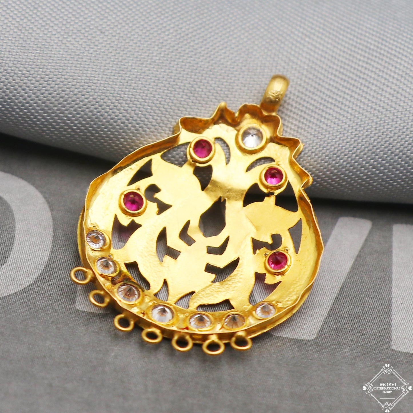 Indian style 22k yellow gold pendant necklace handcrafted jewelry for gift, K5305