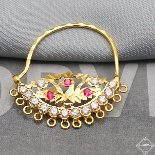 20k Yellow Gold Hoop Nose Ring Nath , Handmade big Yellow gold earrings for women, Vintage antique design indian gold earrings, K5309