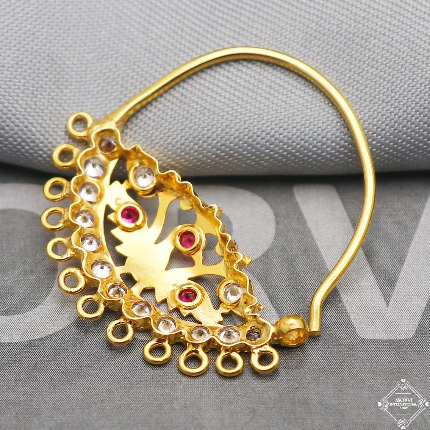 20k Yellow Gold Hoop Nose Ring Nath , Handmade big Yellow gold earrings for women, Vintage antique design indian gold earrings, K5309