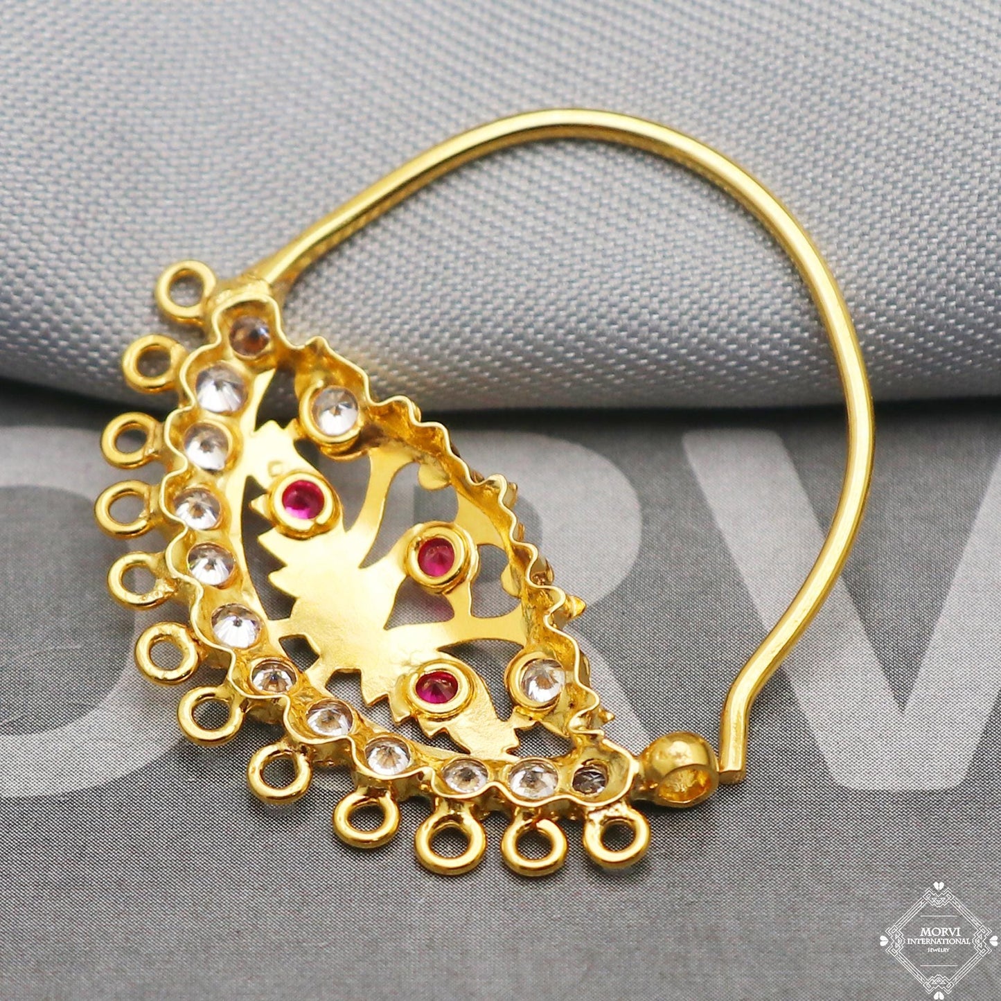 20k Yellow Gold Hoop Nose Ring Nath , Handmade big Yellow gold earrings for women, Vintage antique design indian gold earrings, K5309