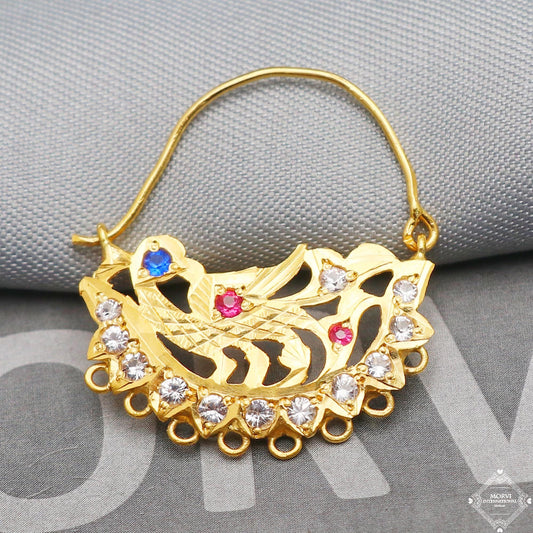 22k Yellow Gold Hoop Nose Ring Nath , Handmade big Yellow gold earrings for women, Vintage antique design indian gold earrings, K5310