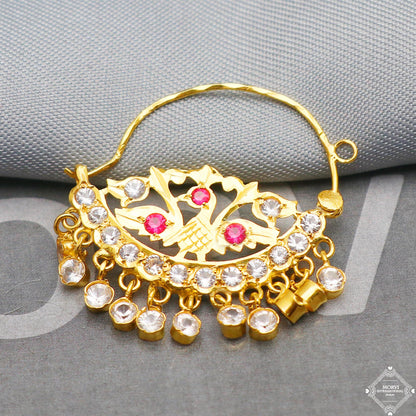 22k Yellow Gold Hoop Nose Ring Nath, Handmade big Yellow gold earrings for women, Vintage antique design indian gold earrings, K5311