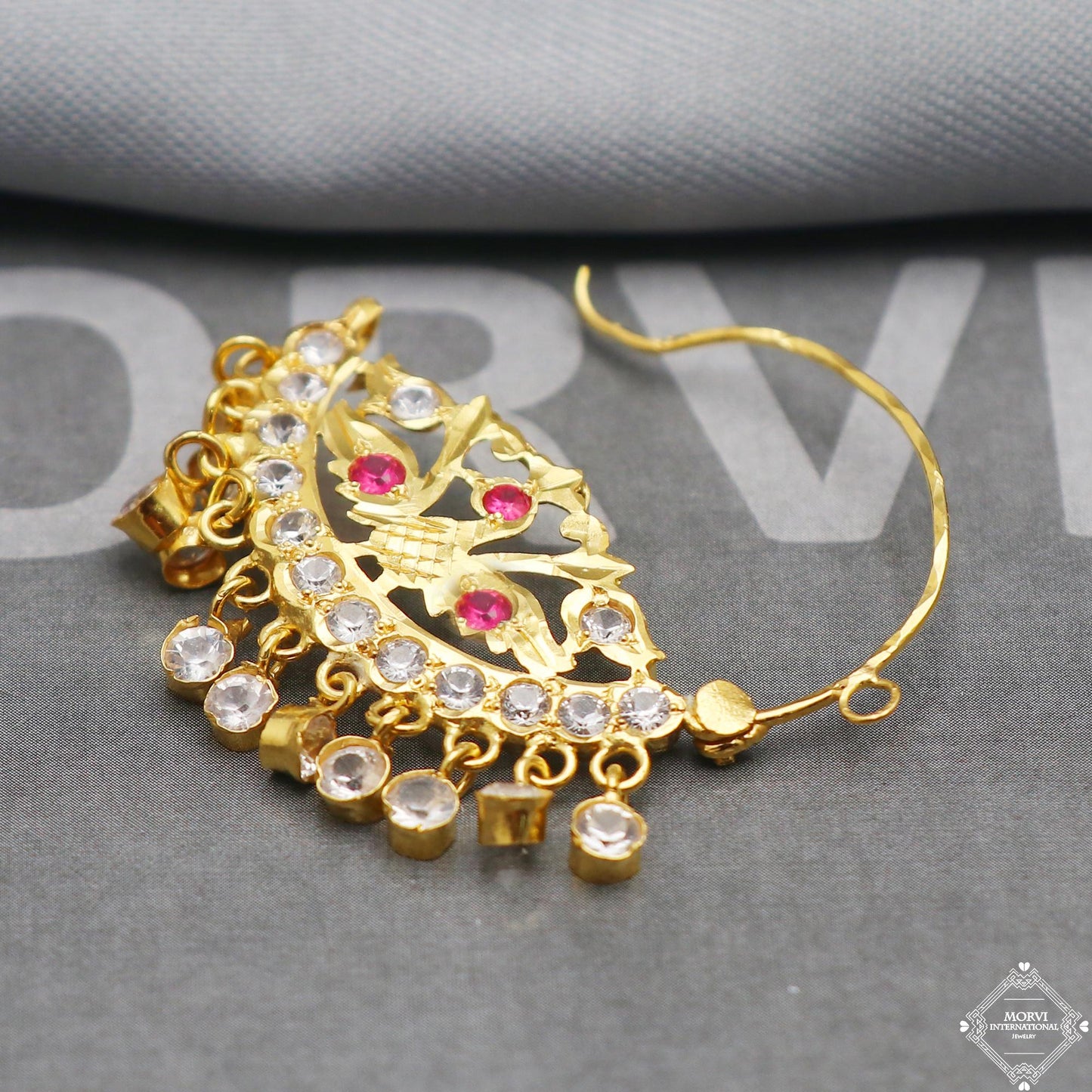 22k Yellow Gold Hoop Nose Ring Nath, Handmade big Yellow gold earrings for women, Vintage antique design indian gold earrings, K5311