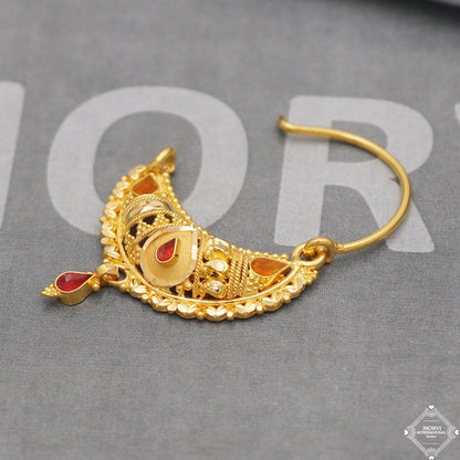 22k gold nose ring piercing pin, or hoop earrings Handmade Jewelry, K5004