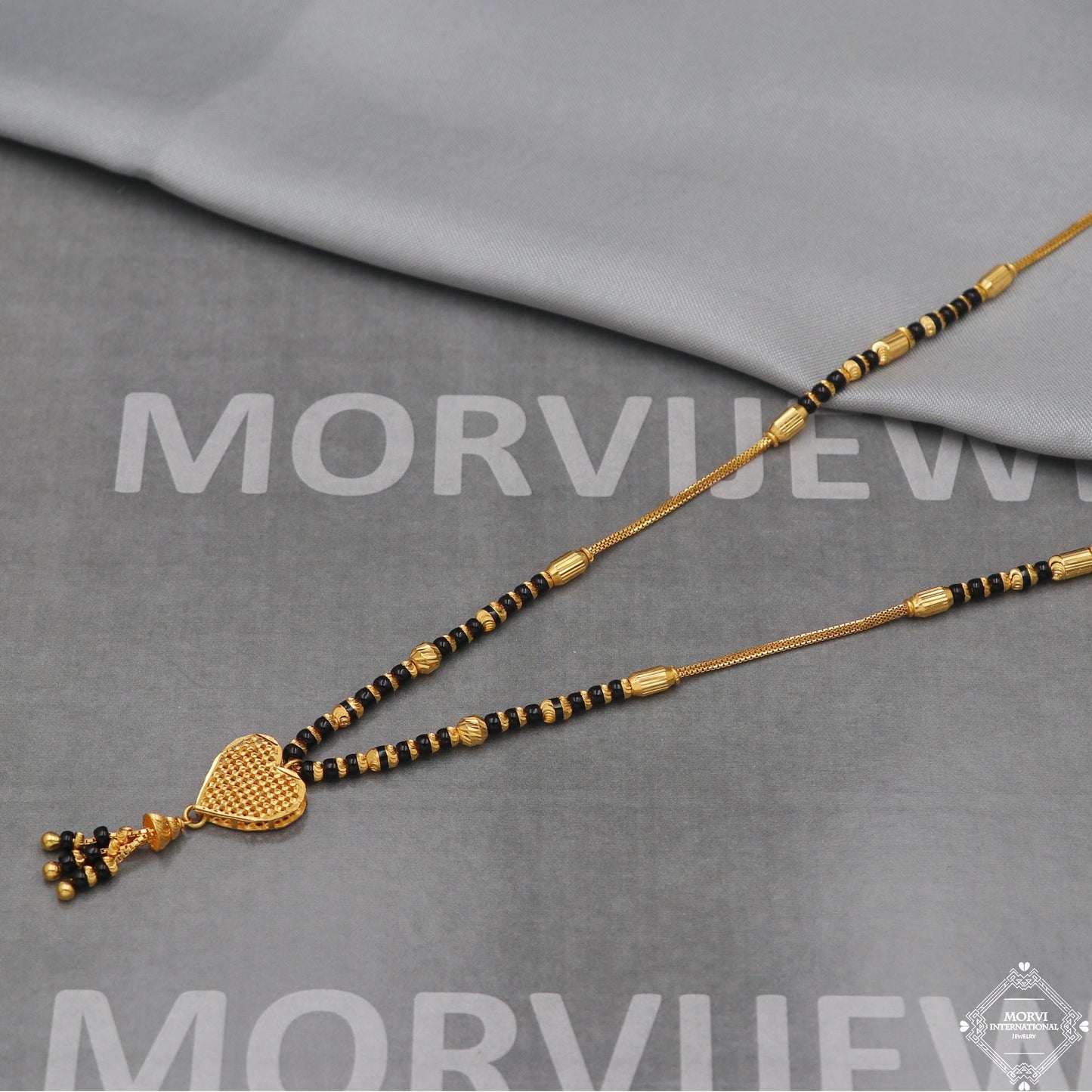22k gold chain mangalsutra necklace with gold beads and black beads, Indian Wife Jewelry gift, 22k gold necklace, K5006