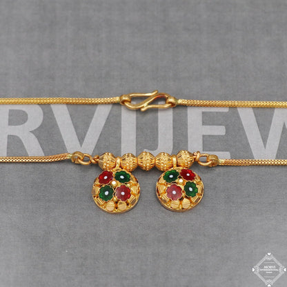 22k gold chain mangalsutra necklace with gold beads and black beads, Indian Wife Jewelry gift, 22k gold necklace, K5007