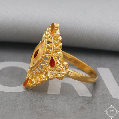 22k yellow gold ring, women handmade ring jewelry, Meenakari Gold Ring, Enamel Gold Ring