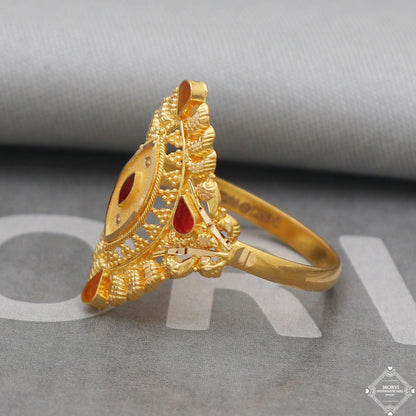 22k yellow gold ring, women handmade ring jewelry, Meenakari Gold Ring, Enamel Gold Ring