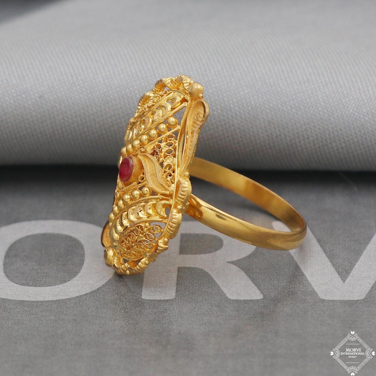 22k Yellow Gold Ring Jewelry, Handmade Indian Vintage and antique design, Pure Gold Ring, All Size, K5017